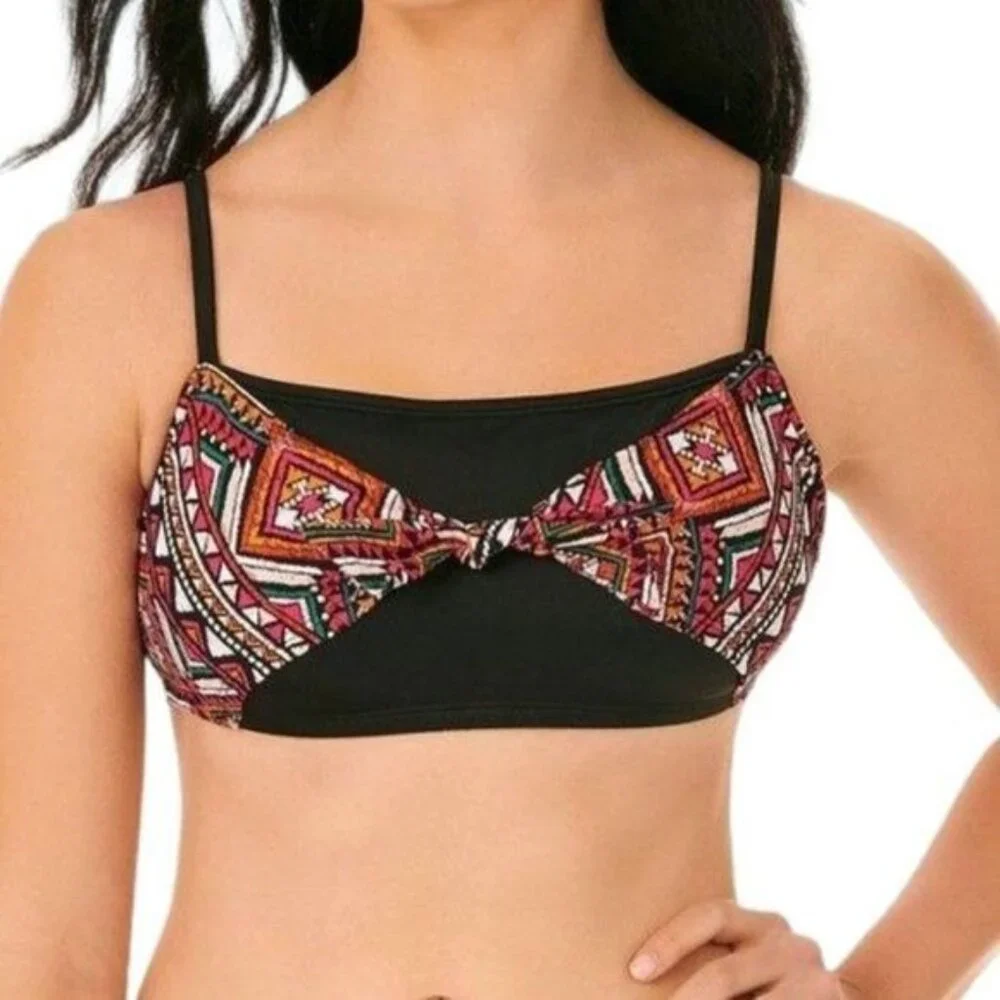 Beach Betty Bandeau Geometric Knotted Front‎ Bikini Top NWT Swimwear